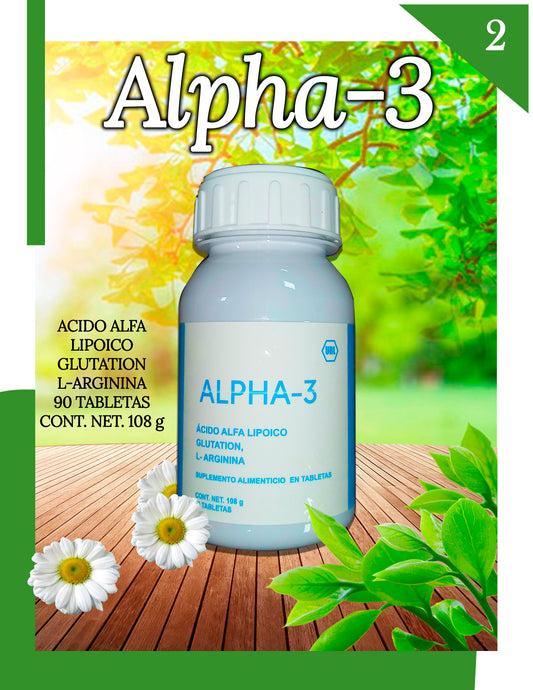 ALPHA-3 Ácido Alfa Lipoico, Glutatión y L-Arginina