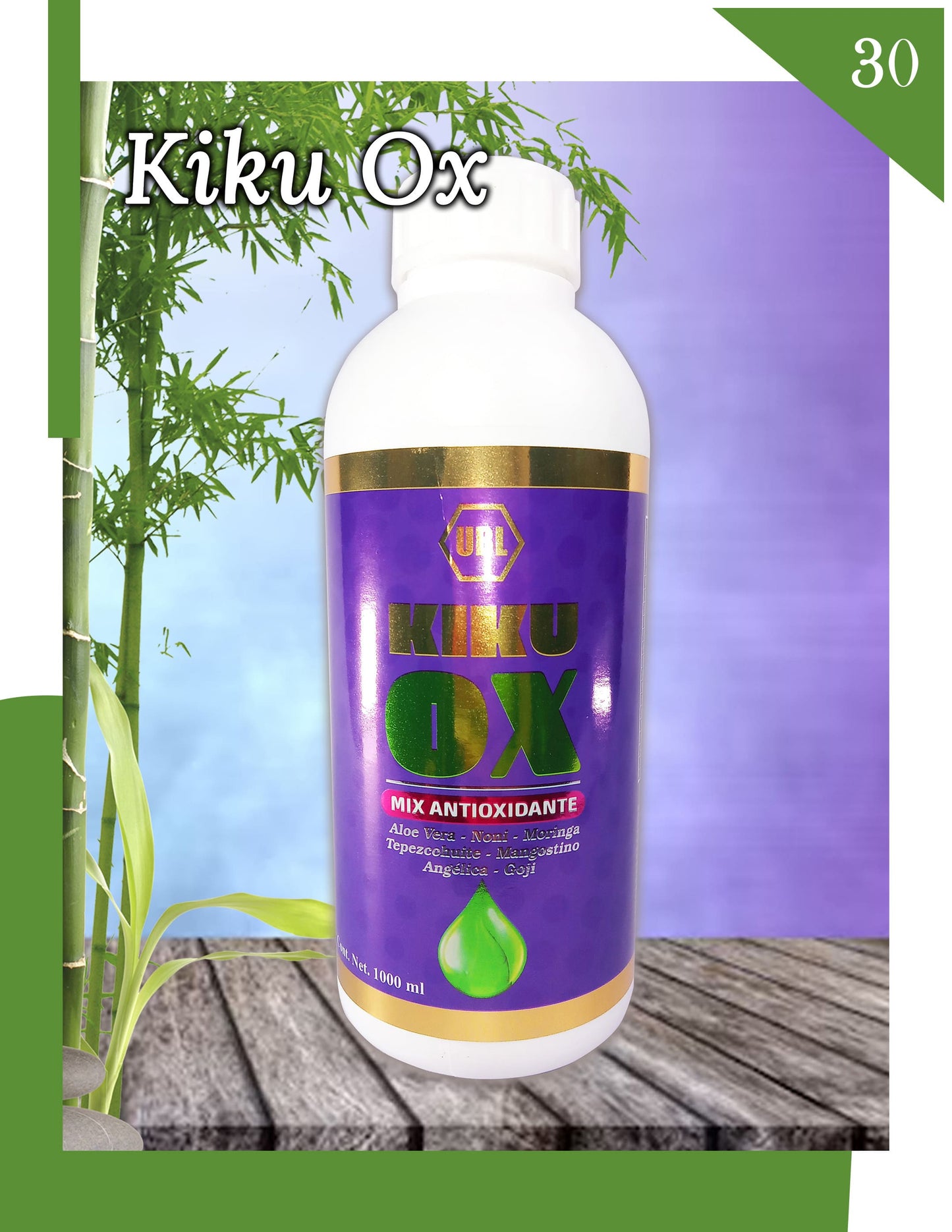 Mix Antioxidante KIKU OX - Aloe Vera, Noni, Moringa, Tepezcohuite, Mangostino, Angélica y Goji