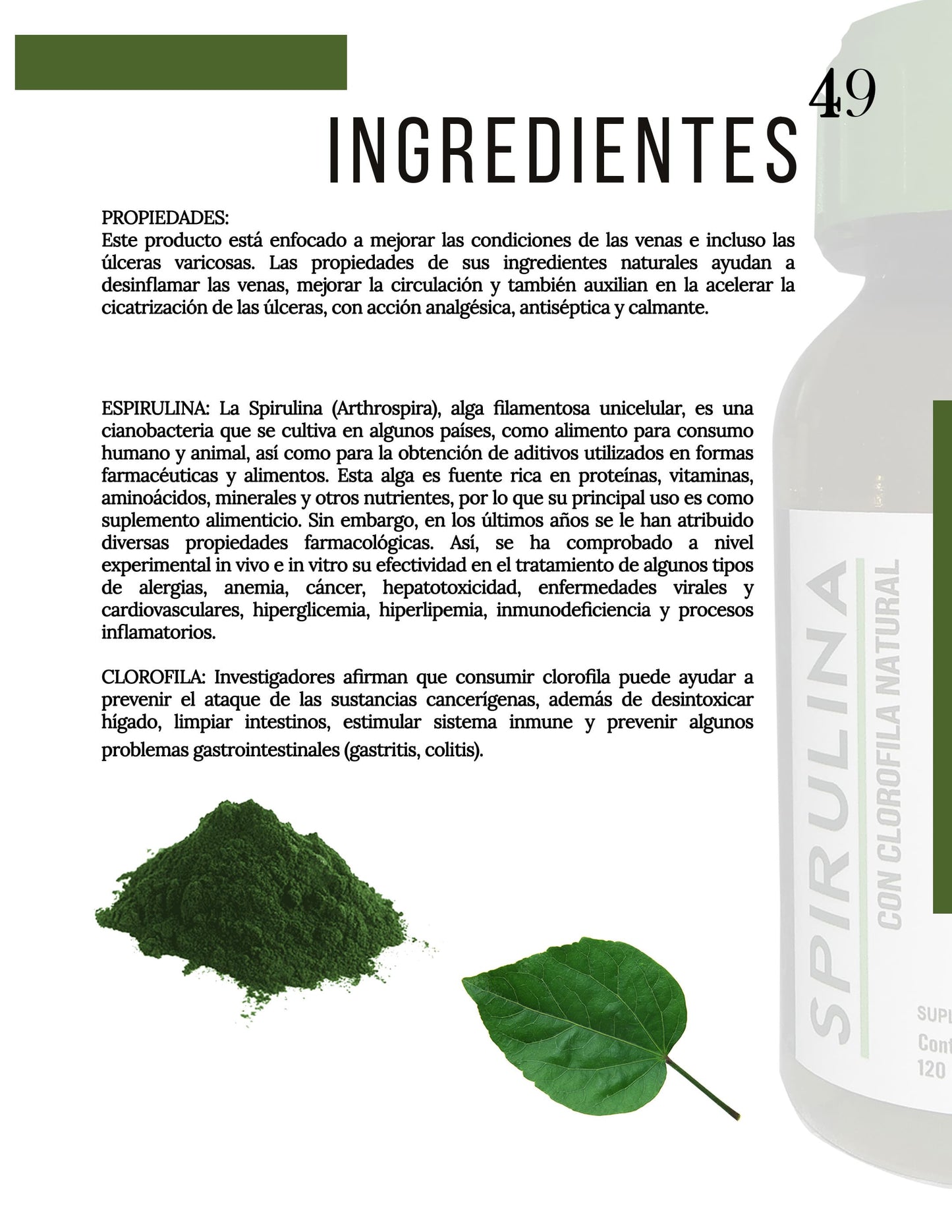 100% Espirulina Pura con Clorofila