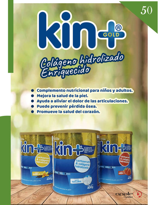 KIN+ Natural - Suplemento de Suero de Leche "Whey Protein" y Colágeno Hidrolizado